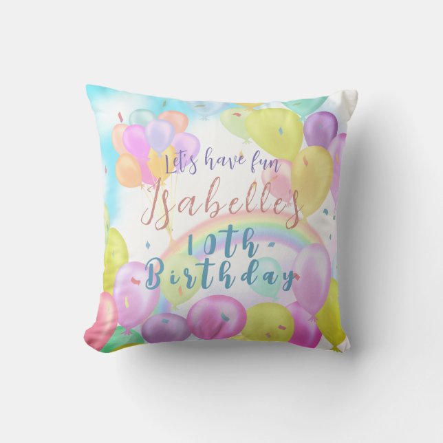 Balloon Pastel Birthday Kissen (Vorderseite)