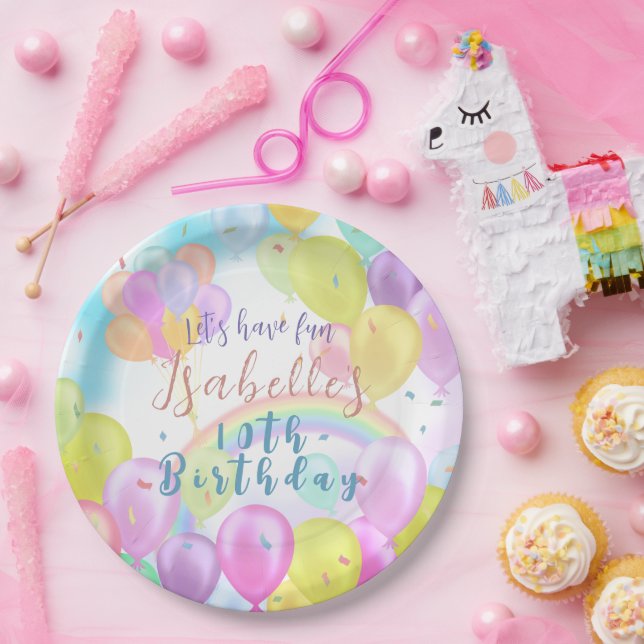 Balloon Pastel Birthday Paper Tellers Pappteller (Party)
