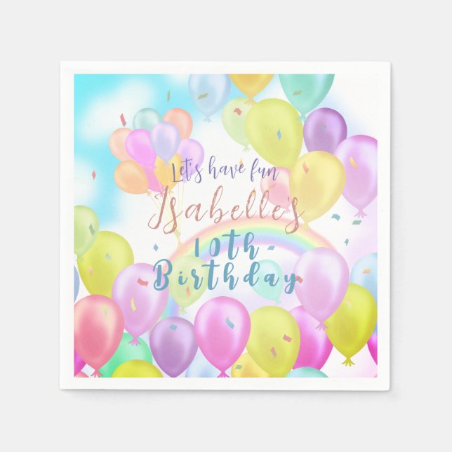 Balloon Pastel Birthday Paper Tellers Serviette (Vorderseite)