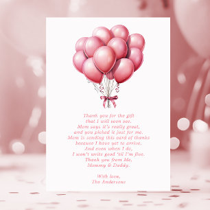 Balloon rose Aquarelle fille Baby shower Merci