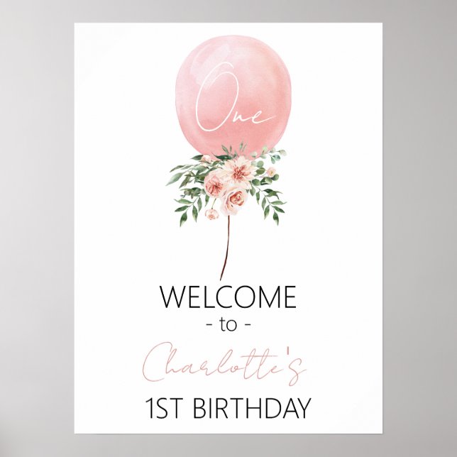 Balloon rose floral première Affiche de bienvenue  (Devant)