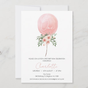 Balloon rose floral première invitation anniversai