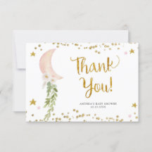 Balloon rose Sur La Carte de remerciements Lune