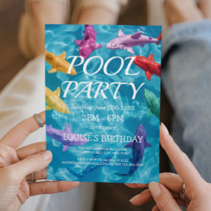 Balloon Sharks I Pool Party Invitation