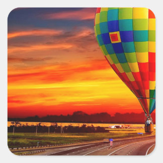 Balloon Sunset Quadratischer Aufkleber