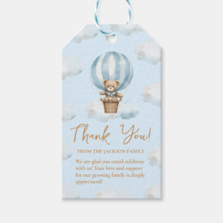 Balloon Teddy Bear Boy Baby Shower Tag Geschenkanhänger