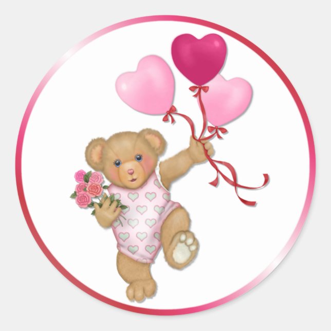 Balloon Teddy Runder Aufkleber (Vorderseite)
