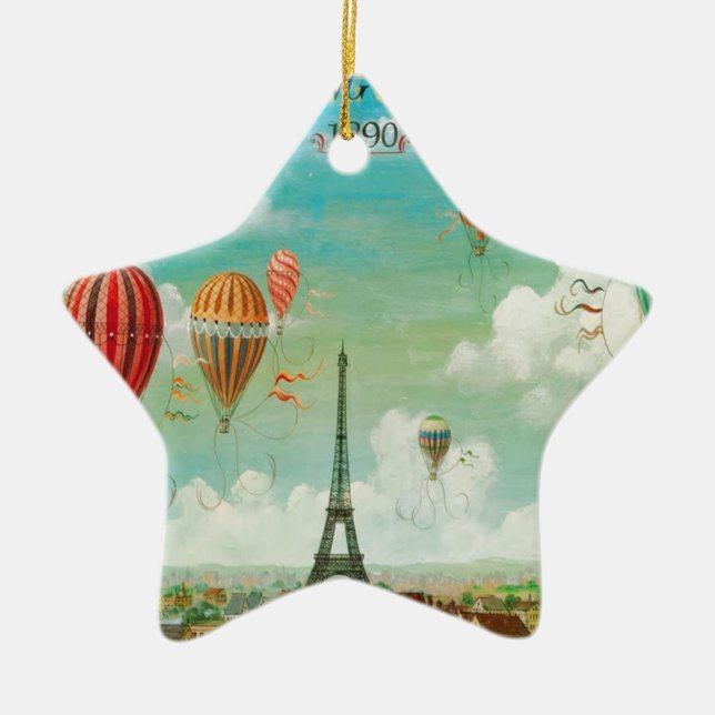Balloon über Paris Keramik Ornament (Vorne)