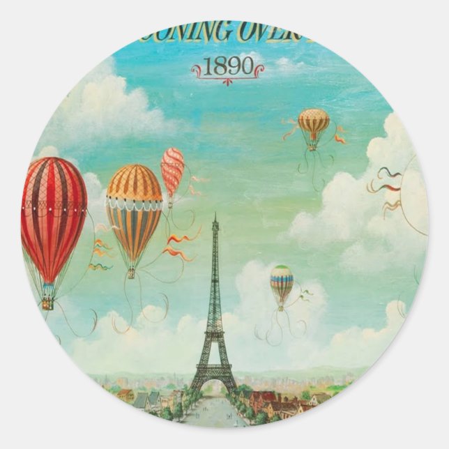 Balloon über Paris Runder Aufkleber (Vorderseite)