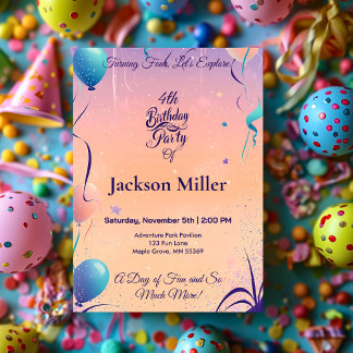 Balloon Whimsical Invitation d'anniversaire avec P