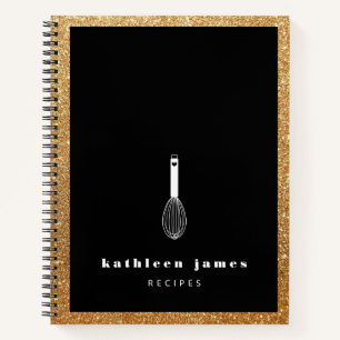 Balloon Whisk Imitats Gold Glitzer Ihr Name Rezept Notizbuch