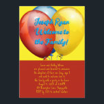Balloons Adoption Party New Son Einladung<br><div class="desc">Adoption Party Einladung Vorlage mit Ballons, für Jungen oder Mädchen jeden Alters. Die hellen Primärfarben Blau, Rot und Gelb machen dies zu einer lustigen Ankündigung und Einladung für ein Kind jeden Alters. Drei große Ballons schmücken die Oberseite dieser 12x18 Zoll-Flachkarte mit fett blauem und gelbem Text unten. Sie können beide...</div>