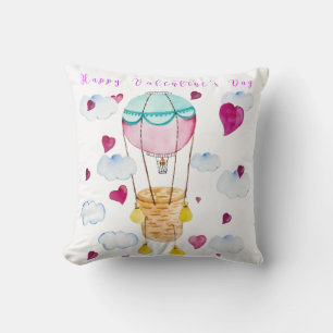 Balloons Aquarellbild Valentinstag Kissen
