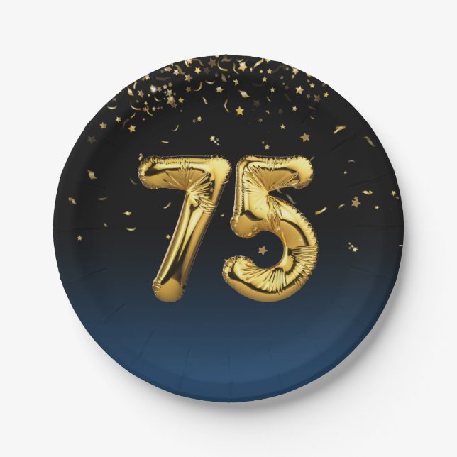 Balloons aus dem 75. Party und Konfetti-Papierplat Pappteller (Vorderseite)