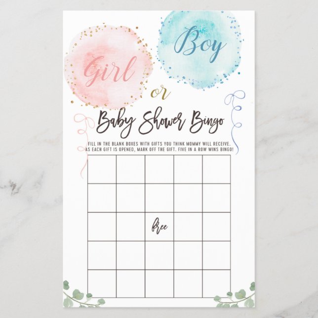 Balloons Baby Shower Bingo Game Flyer (Vorne)