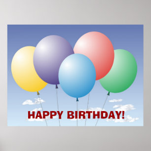 Balloons Birthday Banner Poster