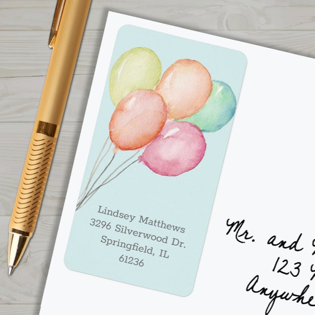 Balloons Blue Baby Dusche Rücksendeadresse Adressaufkleber (Balloons on blue boy baby shower return address labels)
