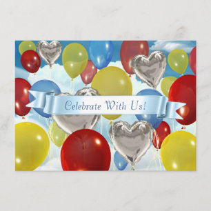 Balloons Ciel Colorés Invitations Personnalisables