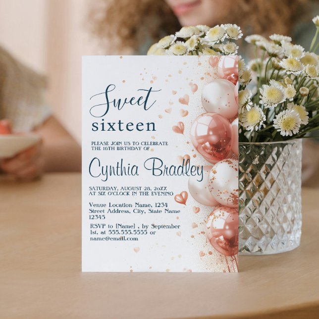Balloons & Confetti 16 . Geburtstag Geburtstagspar Einladung (Von Creator hochgeladen)