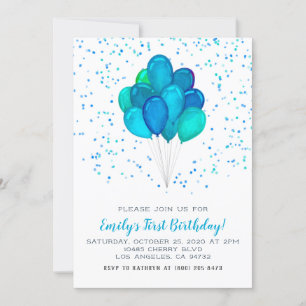 Balloons Confetti Invitation d'anniversaire