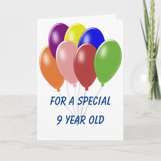 Balloons Design Personalisiert 9. Geburtstag Karte (Vorderseite)