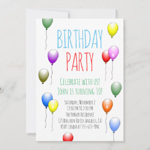 Balloons Einladung zum Geburtstag