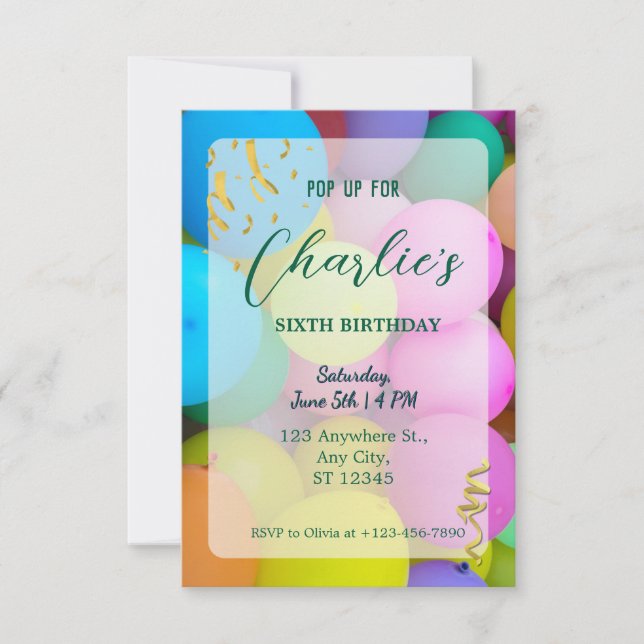 Balloons Einladung zum Geburtstag (Vorderseite)