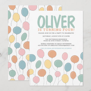 Balloons Einladung zum Geburtstag