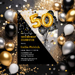 Balloons Elegant Black | Gold 50. Geburtstagsparty Acryleinladungen<br><div class="desc">Schwarze Ballons als Rückfall auf goldene Tontonkernballons verleihen diesem 50. Geburtstagsparty-Design einen dramatischen Flair. Composite Design von Holiday Hearts Designs (Rechte vorbehalten). Andere Altersnummern sind in unserem Shop erhältlich.</div>