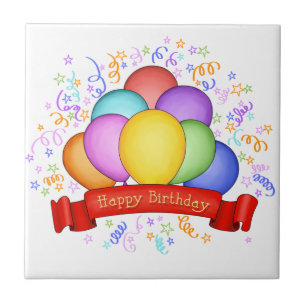 Balloons et bannières d'anniversaire Carreaux et T