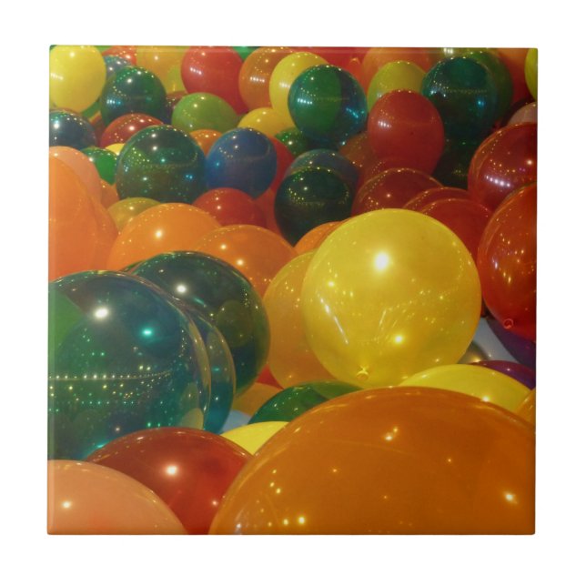 Balloons Farbiges Party Design Fliese (Vorderseite)