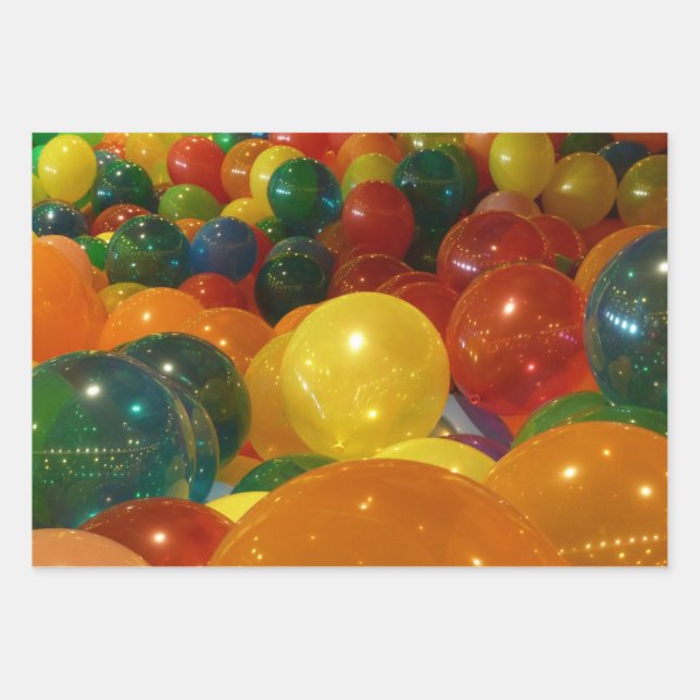 Balloons Farbiges Party Design Geschenkpapier Set (Vorderseite)