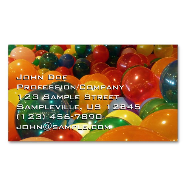 Balloons Farbiges Party Design Magnetische Visitenkarte (Vorderseite)