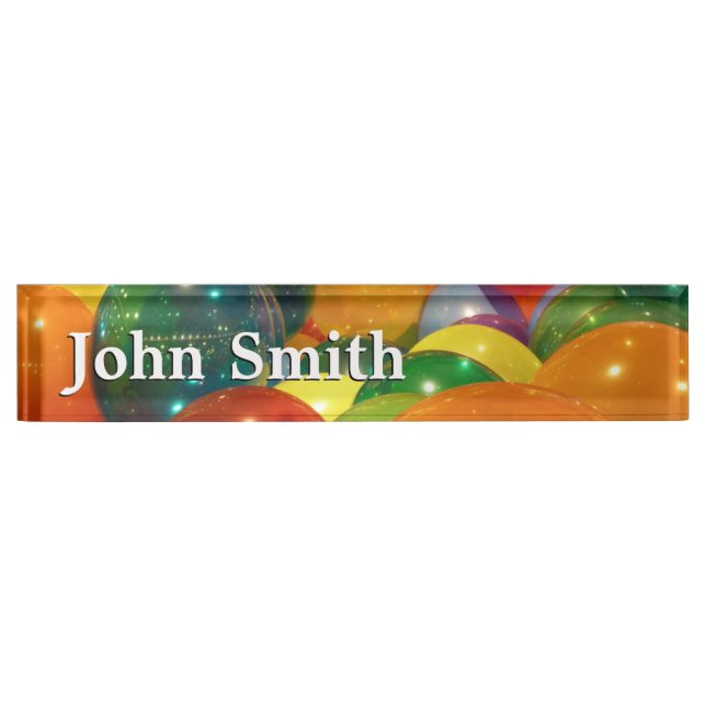 Balloons Farbiges Party Design Namensplakette (Vorderseite)