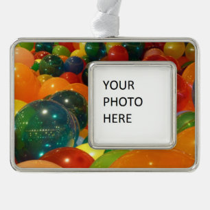 Balloons Farbiges Party Design Rahmen-Ornament Silber
