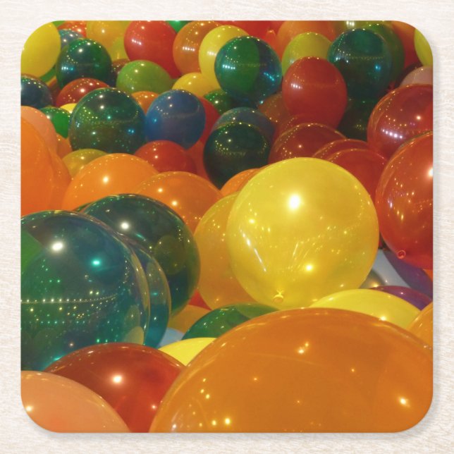Balloons Farbiges Party Design Rechteckiger Pappuntersetzer (Vorderseite)