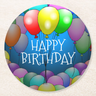 Balloons Fête Anniversaire Dessous de Verre Rond e