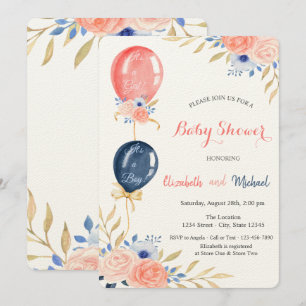 Balloons Floral Baby Dusche Einladung