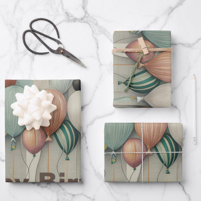 Balloons Geschenkpapier Set (Vorderseite)