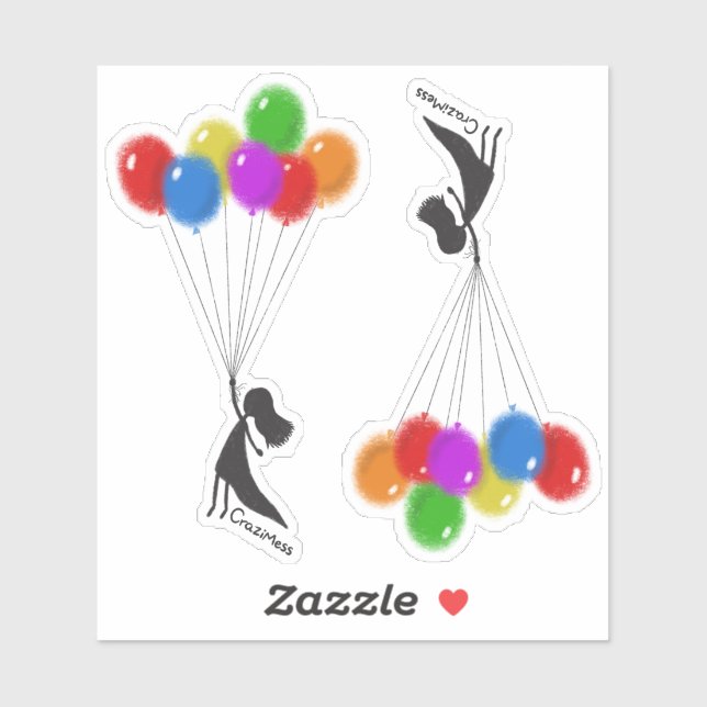 Balloons Girl Aufkleber (Blatt)