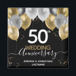 Balloons Magnet zum 50. Hochzeitstag<br><div class="desc">Elegante Imitate Goldballons grenzen an schimmernde Konfetti-Highlights an der oberen Grenze. Alle Texte sind individuell einstellbar und lassen sich für Ihr eigenes Party leicht ändern. Großartiges elegantes 50-jähriges Template Design.</div>