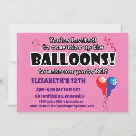 BALLOONS niedlicher Spaß bereit zum Pop Geburtstag Einladung