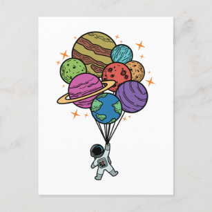Balloons Planeten Weltraumgalaxie Universum Postkarte