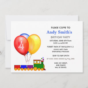 Balloons pour le 4ème anniversaire Invitation à un