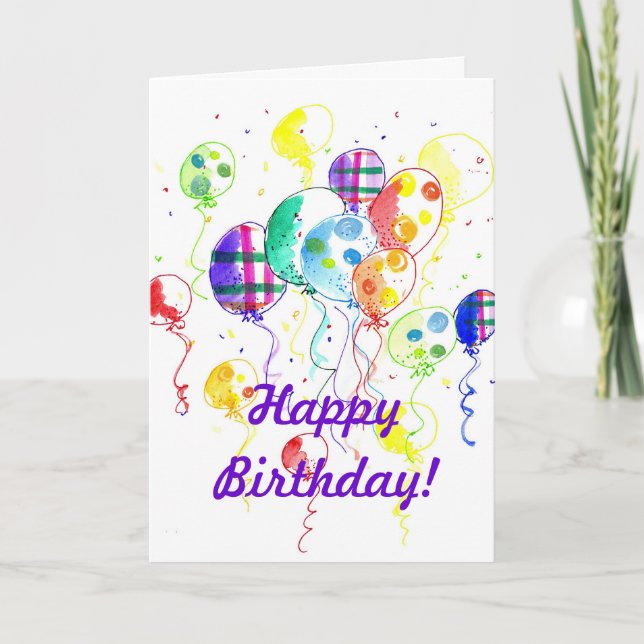 Balloons Rainbow Party Celebrate Confetti Karte (Vorderseite)