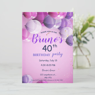 Balloons und Confetti Einladung zum Geburtstag