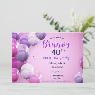 Balloons und Confetti Einladung zum Geburtstag