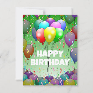 Balloons und Confetti Geburtstagskarte Feiertagskarte