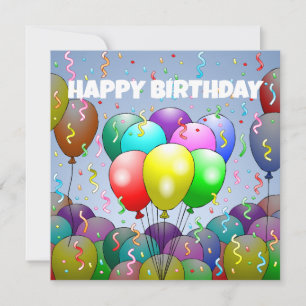 Balloons und Confetti zum Geburtstag Karte
