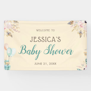 Balloons und Feathers Boho Babydusche Banner